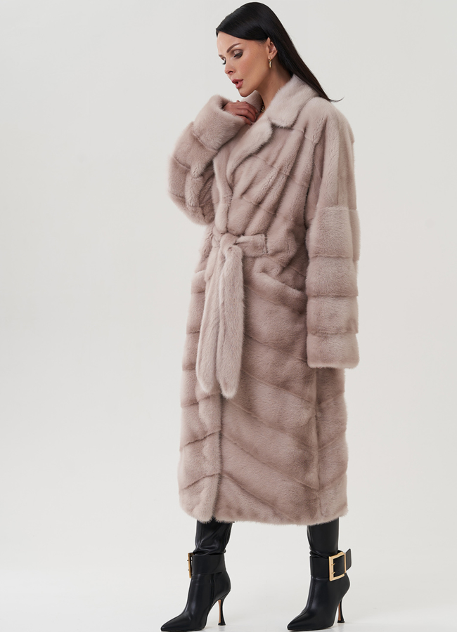 Шуба из норки с английским воротником  модель № 24817 универмаг малина