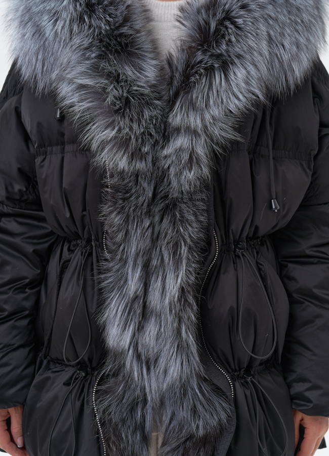 Пуховик с отделкой из меха чернобурки модель № 26227 универмаг малина
