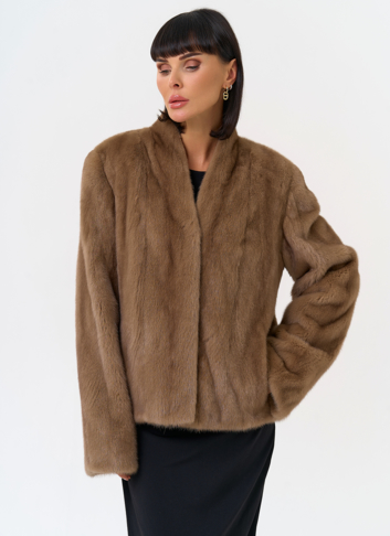 Укороченная шуба из меха норки 