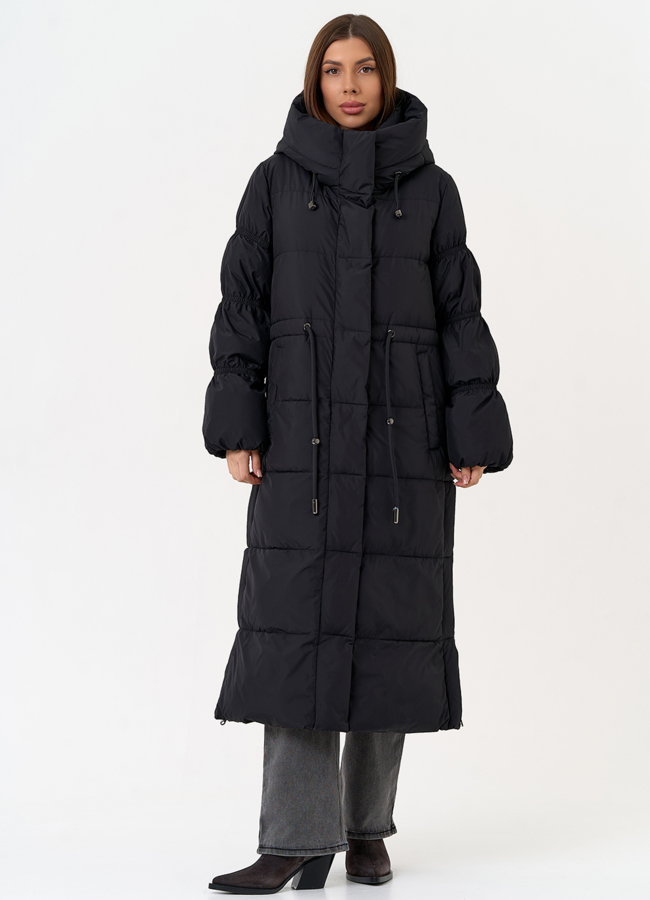 Женский пуховик черного цвета с капюшоном модель № 31581 в рассрочку