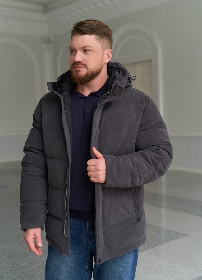 фото Мужской вельветовый пуховик модель № 31467