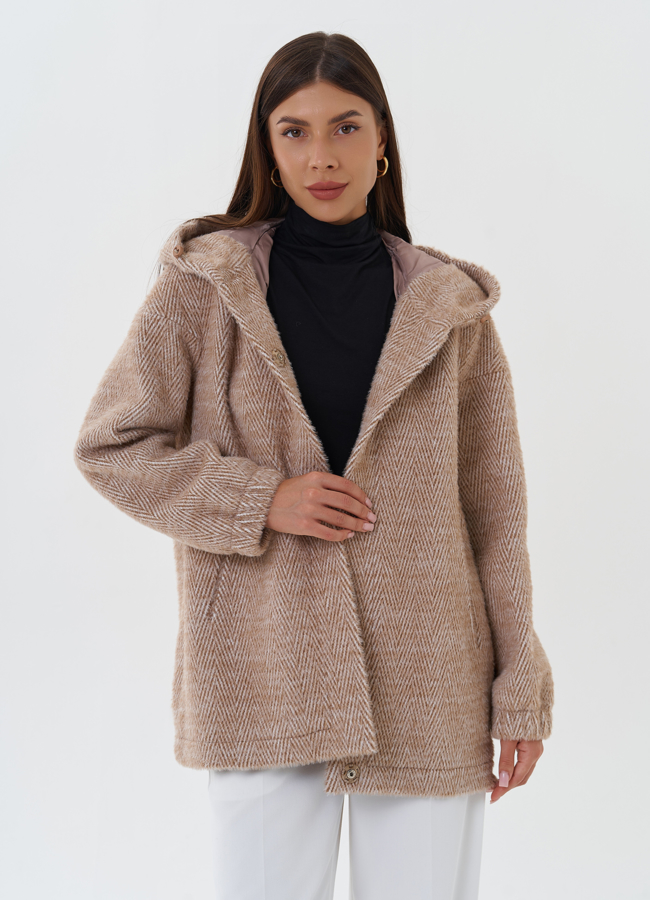 Женское пальто с капюшоном модель № 27668 в рассрочку