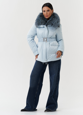 Пуховик с мехом чернобурки