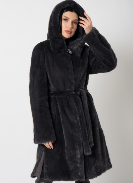 Норковая шуба с поясом