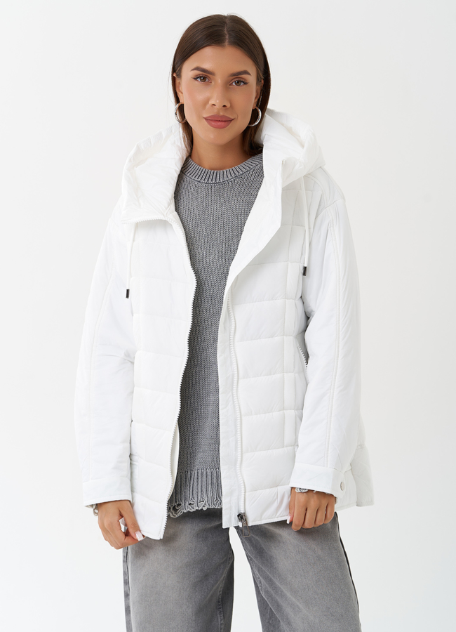 Светлая куртка с капюшоном модель № 28281 универмаг малина