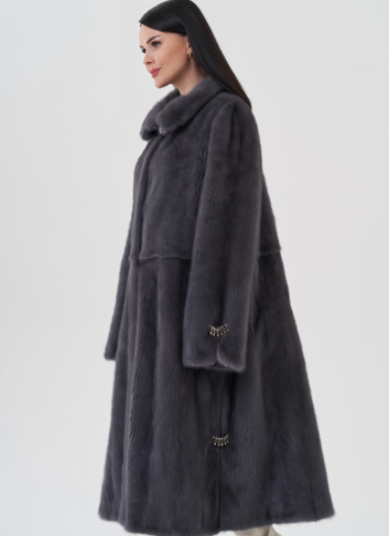 Норковая шуба с воротником стойка 