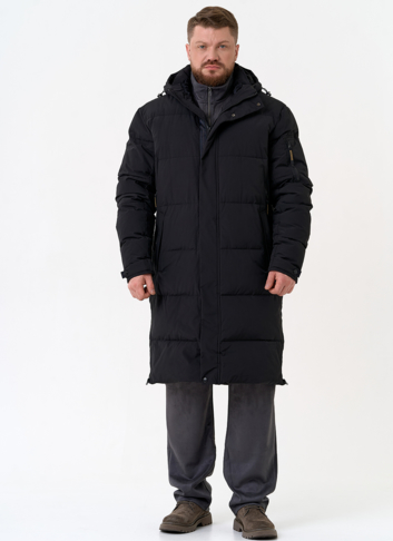Мужской удлиненный пуховик с капюшоном Мужской удлиненный пуховик с капюшоном