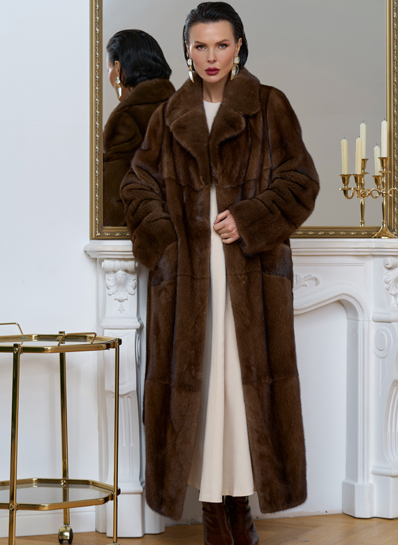 Длинная шуба из меха скандинавской норки
