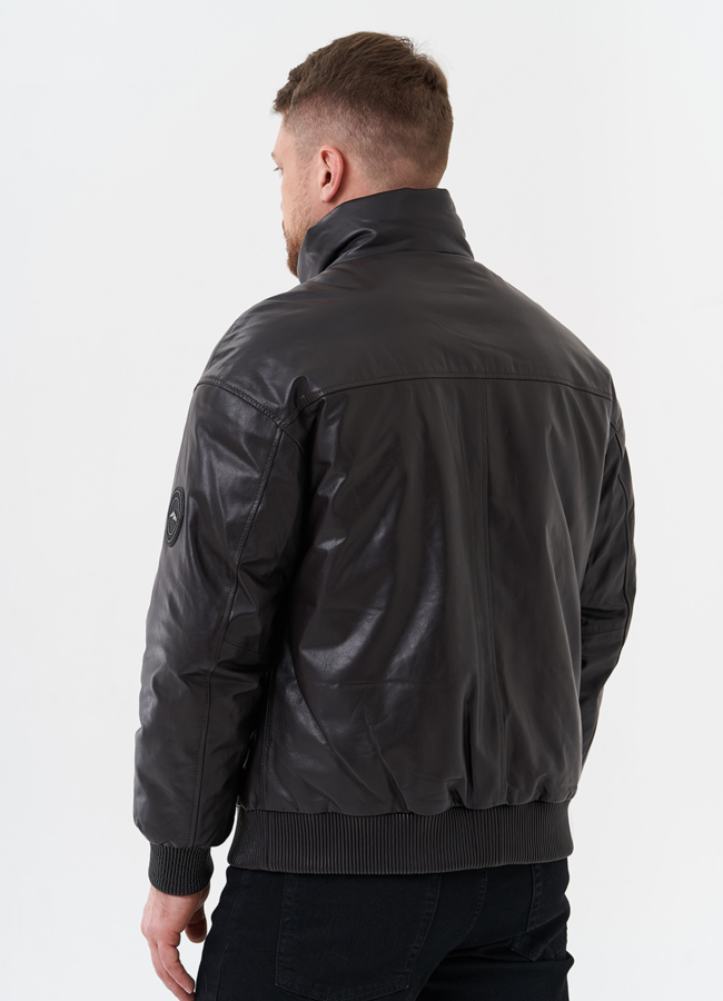 фото Мужской пуховик из натуральной кожи  модель № 28580