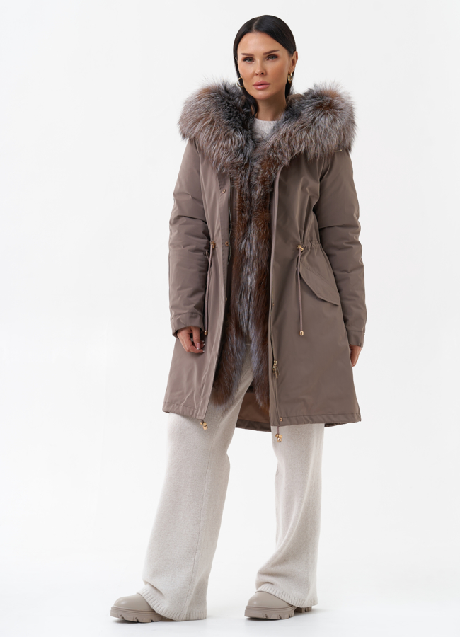 Парка женская с отделкой из меха чернобурки модель № 29187 универмаг малина