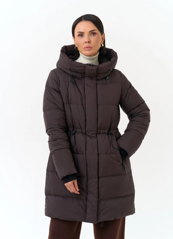 Женский пуховик с капюшоном фото