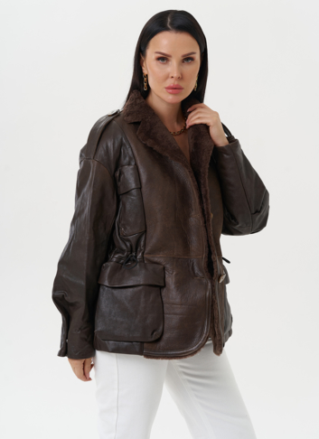 Комбинированная куртка из натуральной кожи и овчины