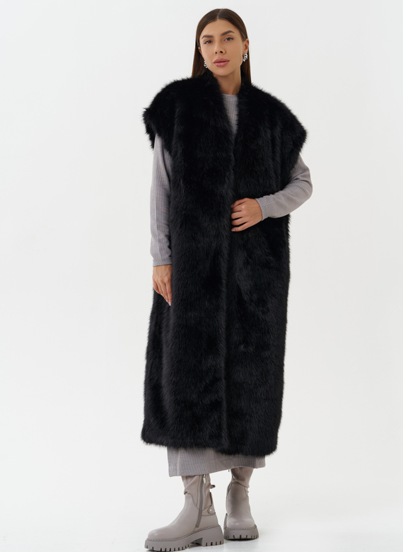 Длинный жилет из эко меха