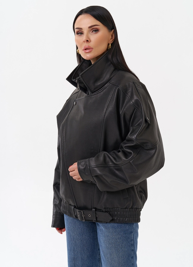 Объемная женская куртка из натуральной кожи модель № 29912 универмаг малина