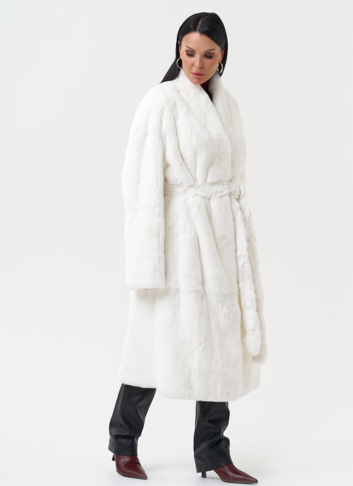 Длинная шуба из меха кролика