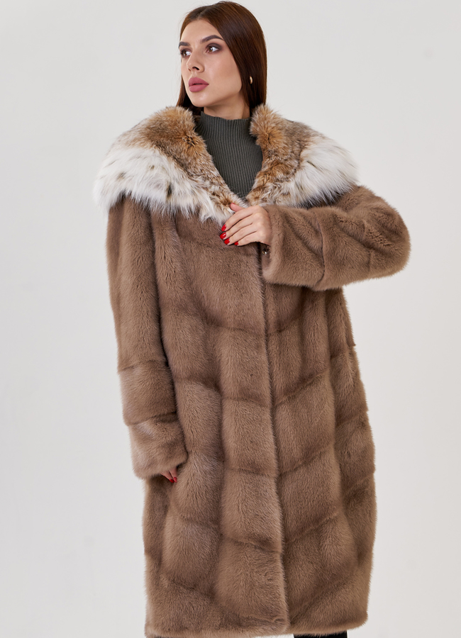 Норковая шуба с рысью модель № 25469 универмаг малина