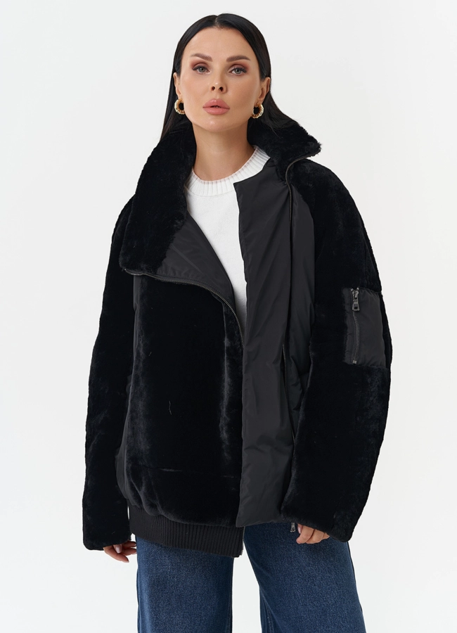 Комбинированная куртка с капюшоном модель № 28531 универмаг малина