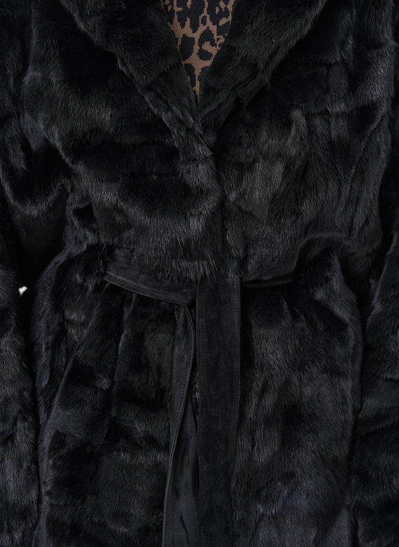 Шуба из меха норки с поясом