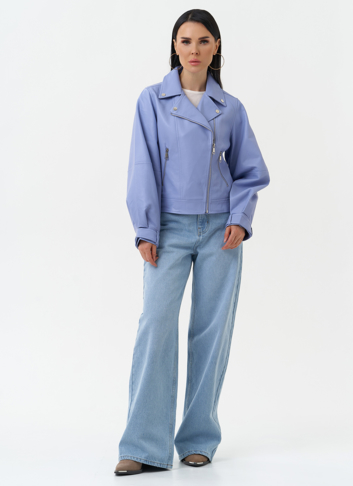 Куртка косуха из эко кожи голубого цвета