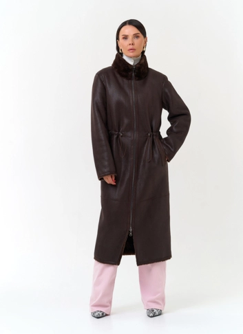 Женская дубленка из эко замши