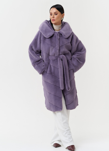 Женская шуба из эко меха с капюшоном