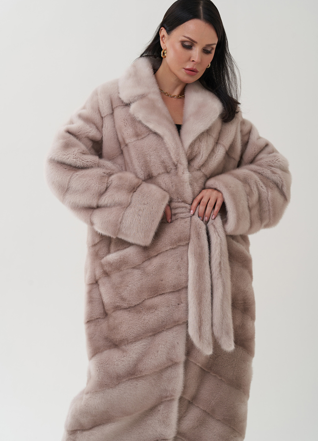 Шуба из норки с английским воротником  модель № 24817 универмаг малина