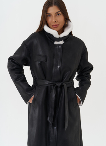 Удлиненное пальто из эко замши