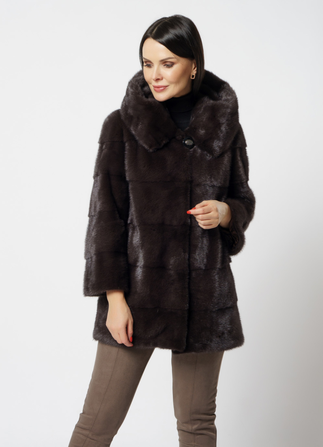 Норковая шуба с капюшоном трансформер 4 в 1 модель № 25925 универмаг малина