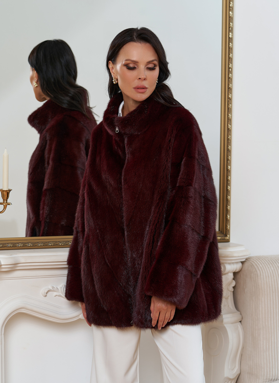 Куртка из меха норки с воротником стойкой