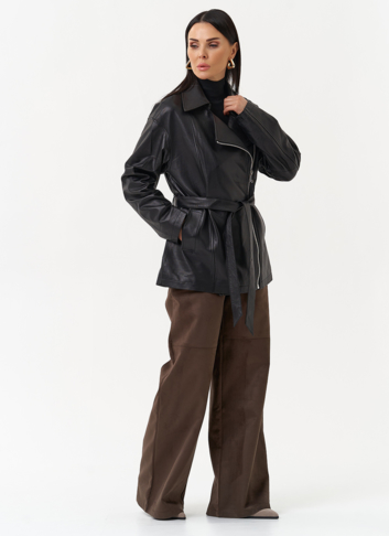 Куртка из натуральной кожи с поясом