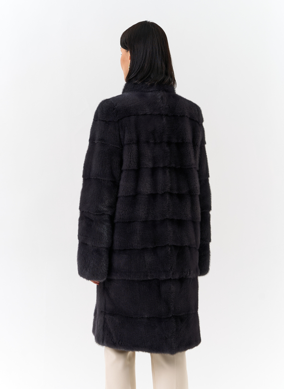 Норковая шуба трансформер, поперечная со стойкой