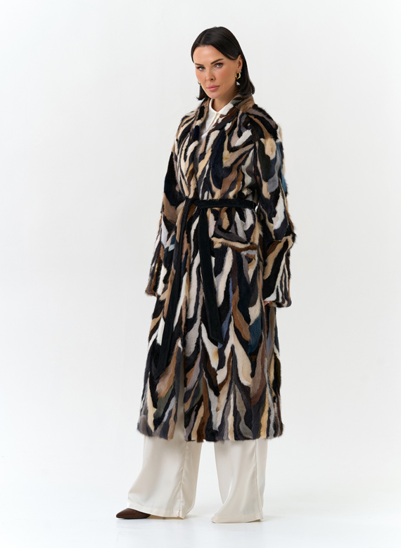 Шуба из норки в стиле пэчворк