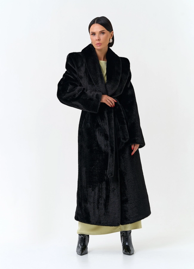 Женская шуба из эко меха модель № 33979 меха малина фото