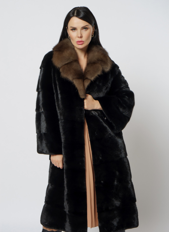 Шуба из норки с английским воротником