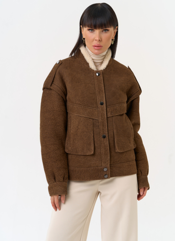 Женская натуральная дубленка в коричневом цвете Женская натуральная дубленка в коричневом цвете