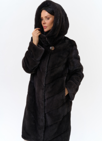 Норковая шуба с капюшоном