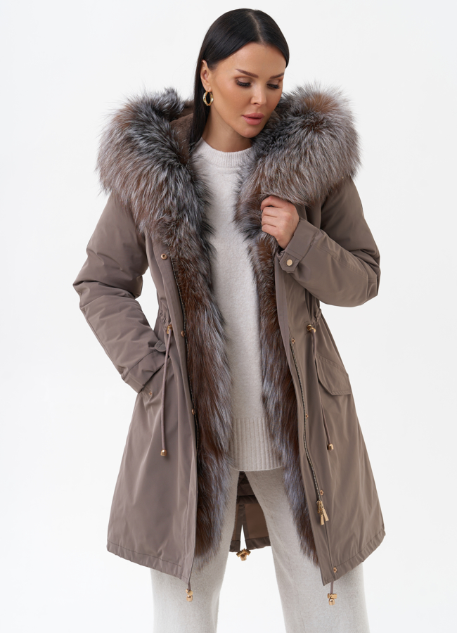 фото Парка женская с отделкой из меха чернобурки модель № 29187