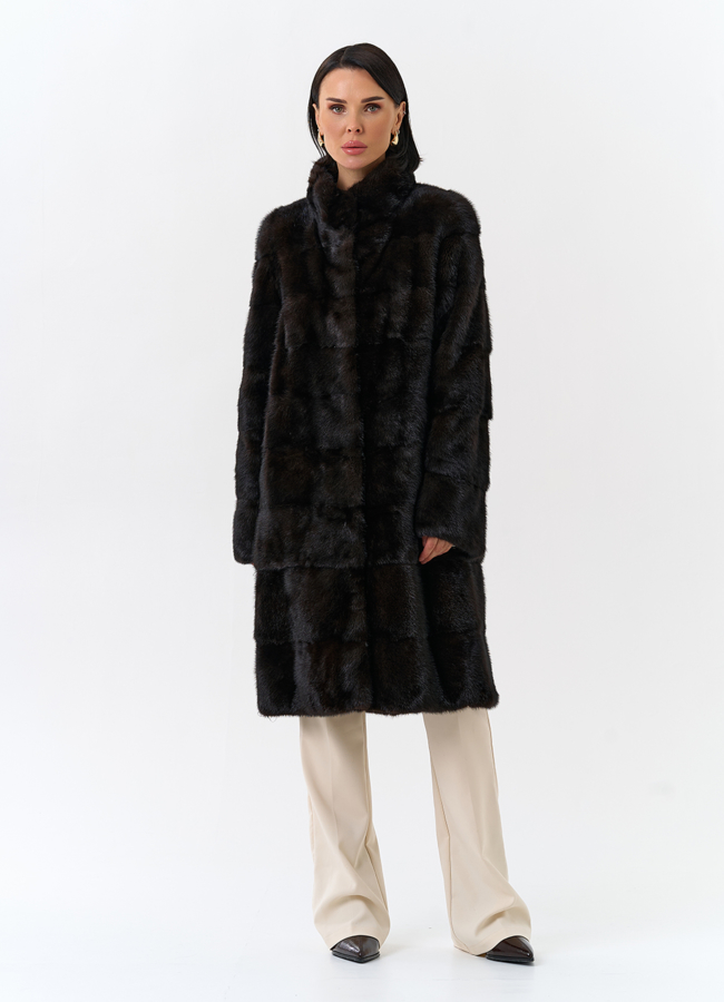 Шуба из меха норки модель № 25893 меха малина