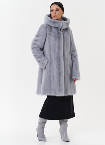 Женская шуба из меха норки с капюшоном Женская шуба из меха норки с капюшоном