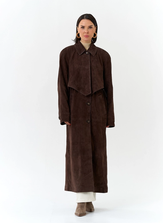 Женский плащ из натуральной замши