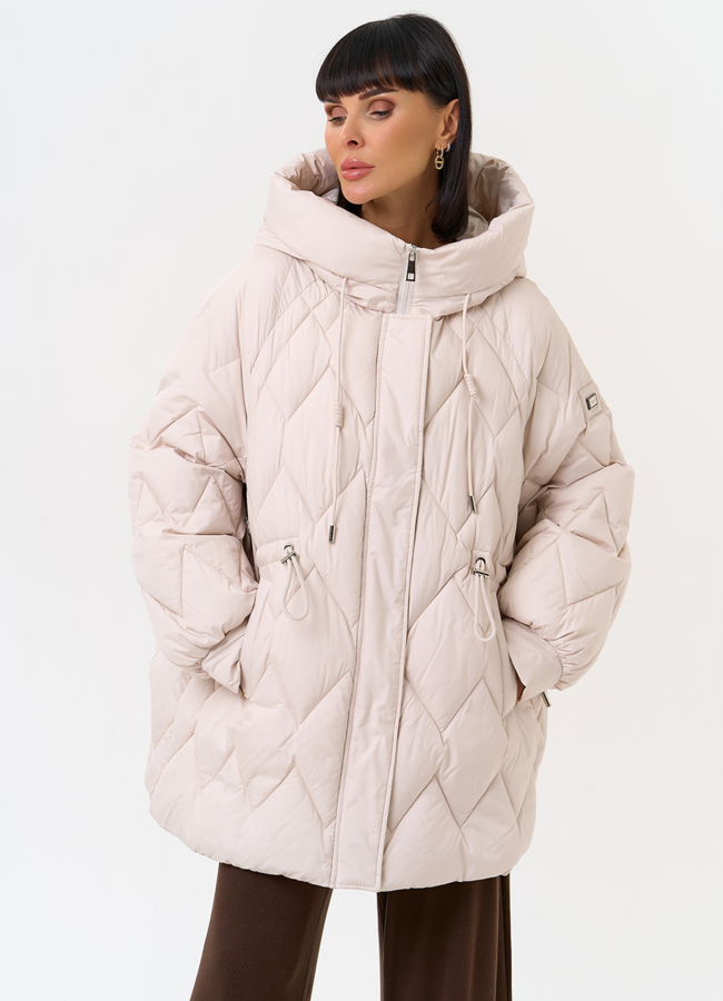 Женский светлый пуховик с капюшоном модель № 31520 в рассрочку