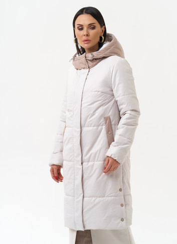 Женское утепленное полупальто с капюшоном