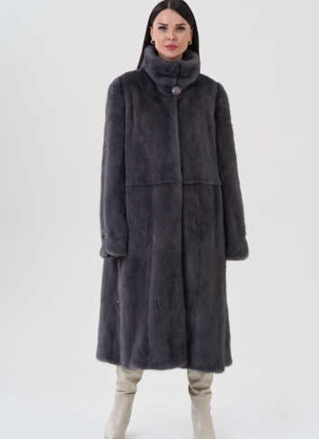 Норковая шуба с воротником стойка 