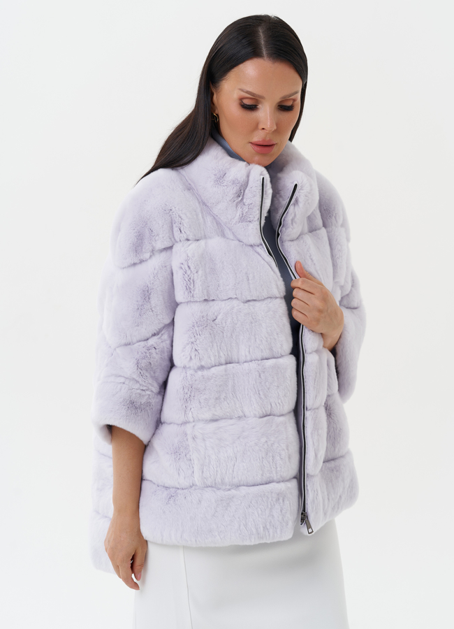 Короткая шуба из меха кролика модель № 81804 универмаг малина