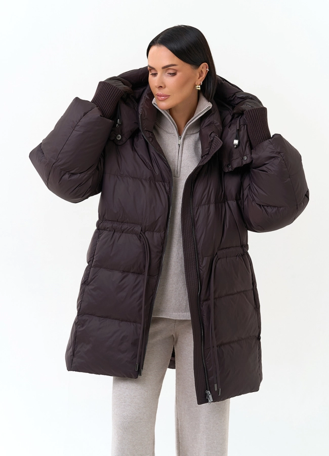 Женский пуховик с капюшоном модель № 34038 универмаг малина фото