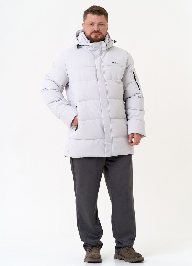 Мужской светлый пуховик с капюшоном модель № 31454 в кредит