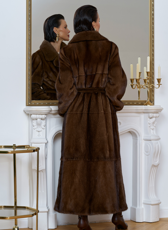 Длинная шуба из меха скандинавской норки