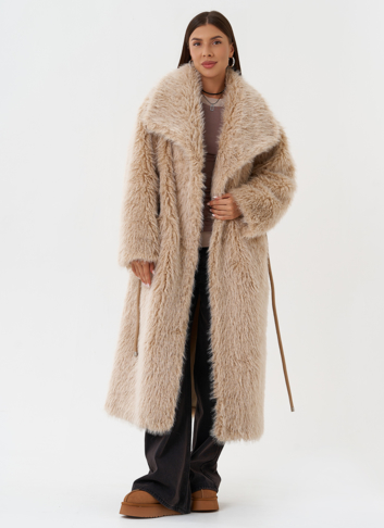 Длинная эко шуба под овчину