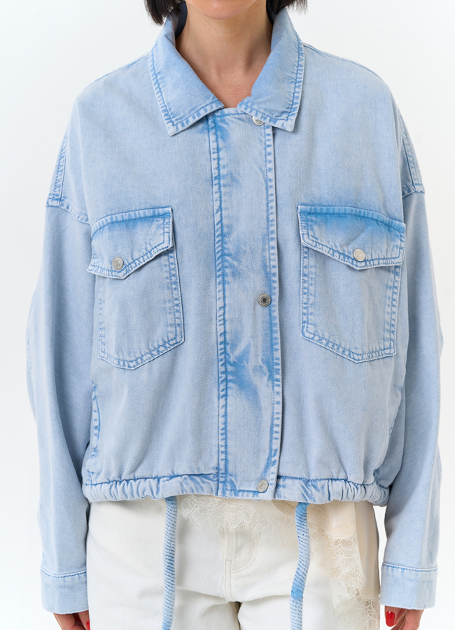 Женская объемная джинсовая куртка  модель № 33128 универмаг малина