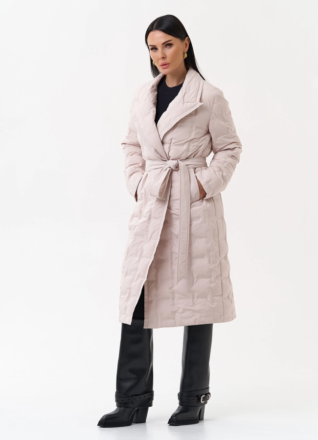 фото Женское утепленное пальто с английским воротником модель № 29898